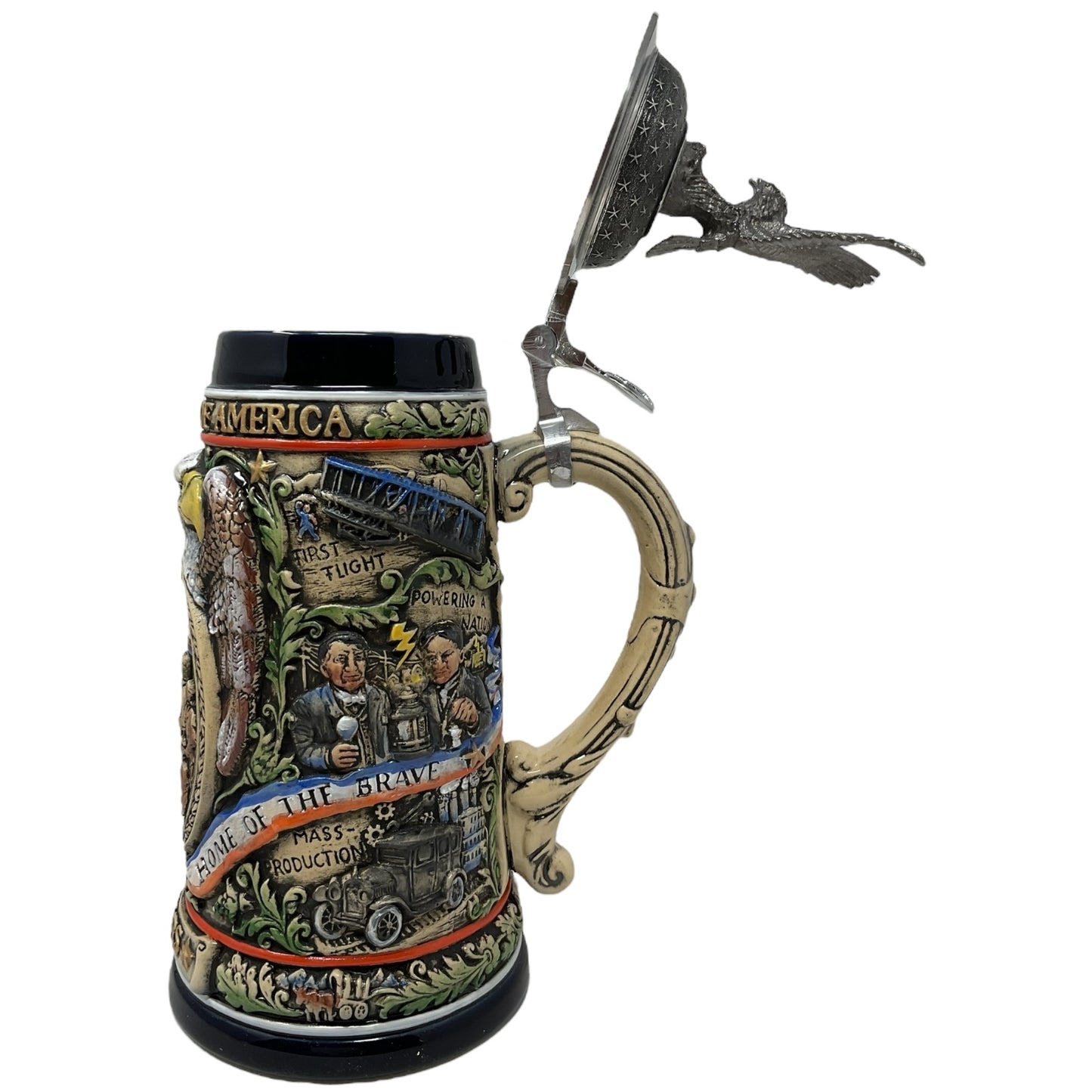 Pinnacle Peak Trading United States 250th Anniversary LE German Beer Stein with Pewter Eagle Lid 1.2 liter by King Werks