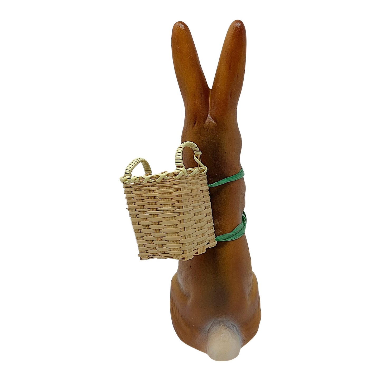 Pinnacle Peak Trading Ino Schaller Brown Easter Bunny Rabbit with Wicker Basket German Paper Mache 8.5 inch