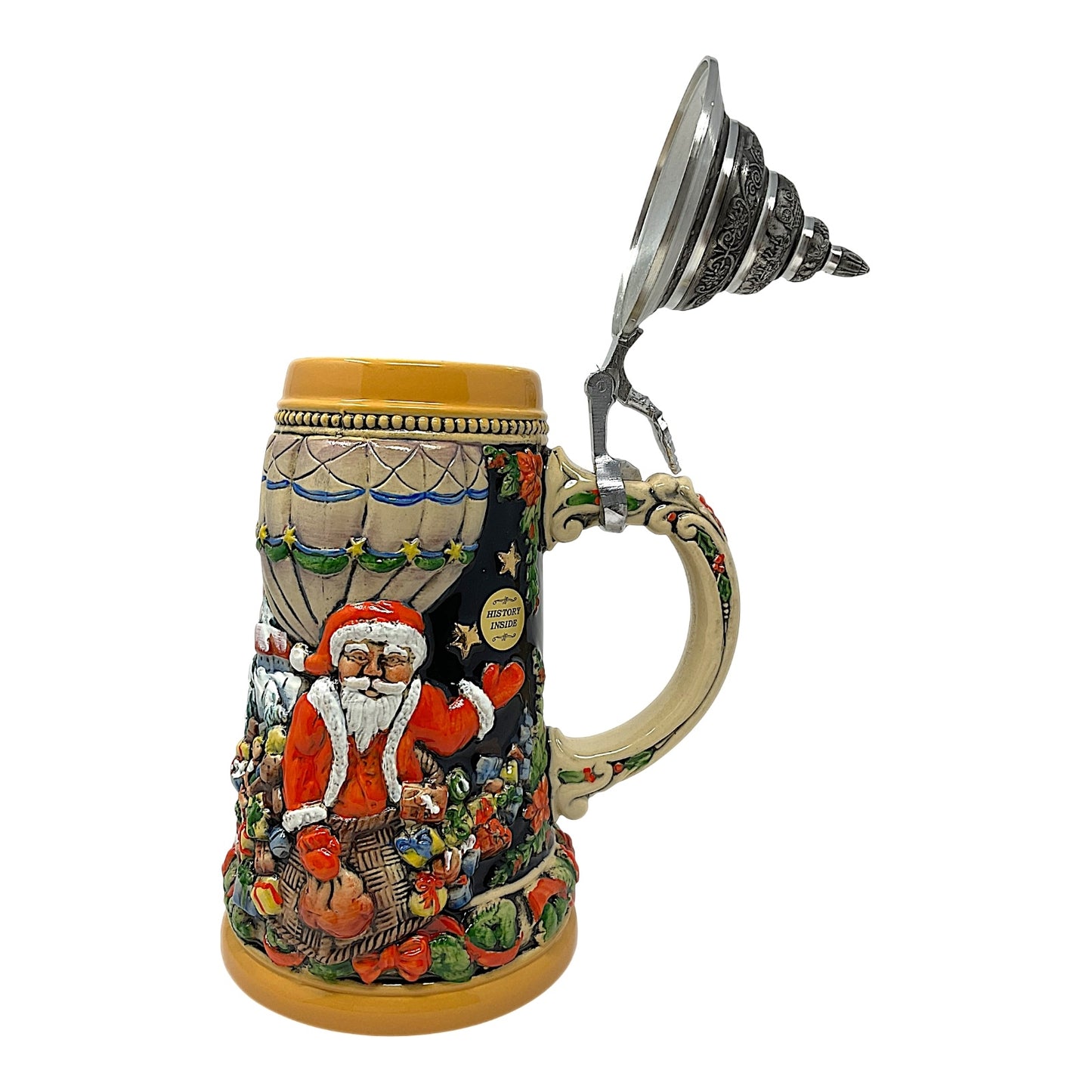 Pinnacle Peak Trading Santa in Hot Air Balloon LE German Beer Stein 1 liter by King Werks