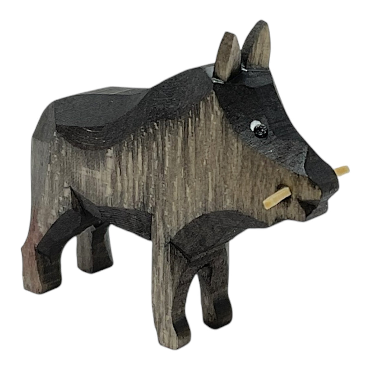 Pinnacle Peak Trading Wild Boar Pig Miniature German Carved Wood Decorative Figurine 1.75 inch tall