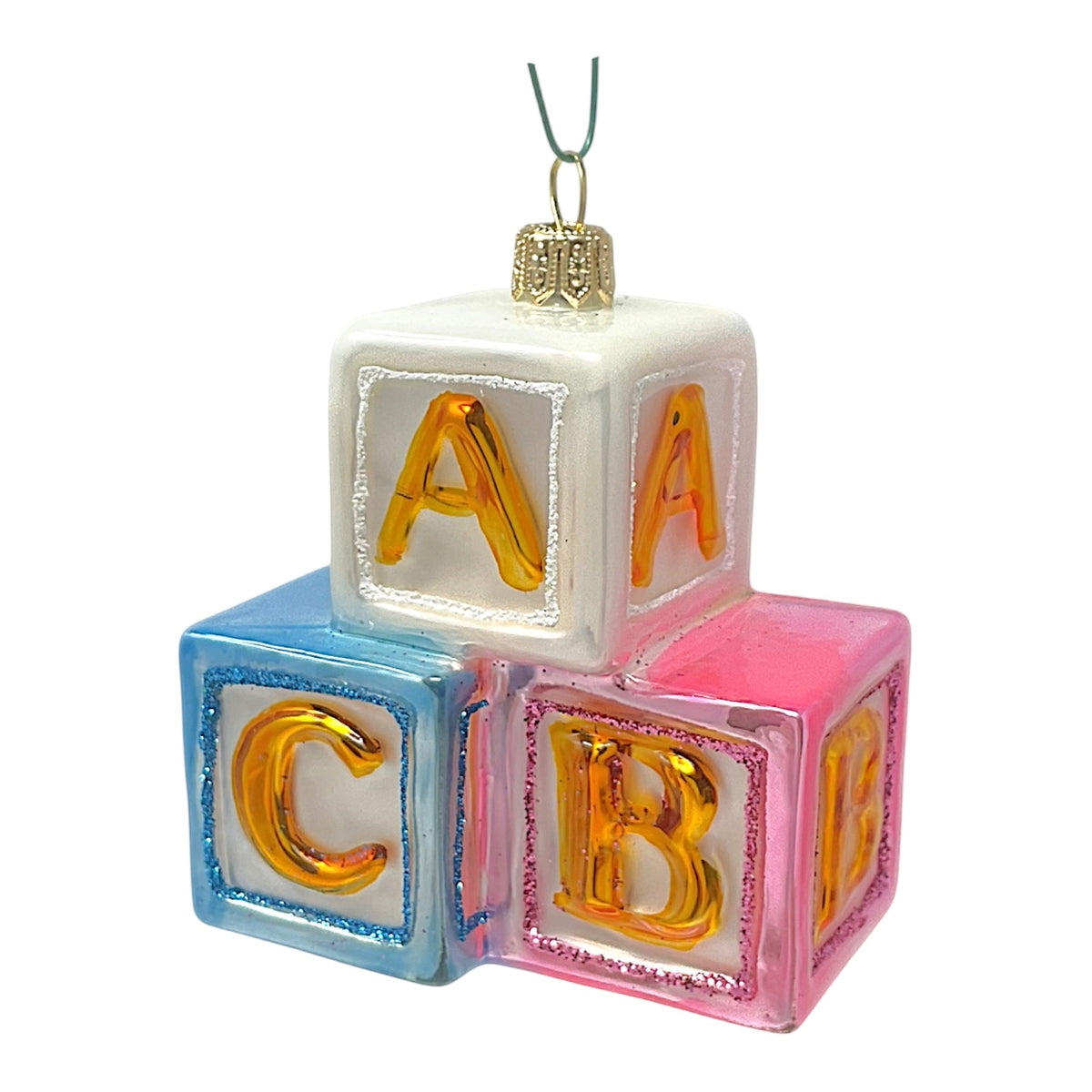 Pinnacle Peak Trading ABC Building Blocks Toy Polish Glass Christmas Ornament Tree Baby Decoration
