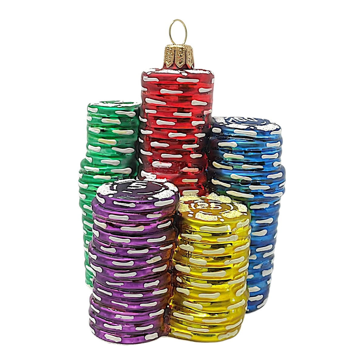Poker Chips Polish Glass Christmas Ornament Las Vegas Gambling Decoration