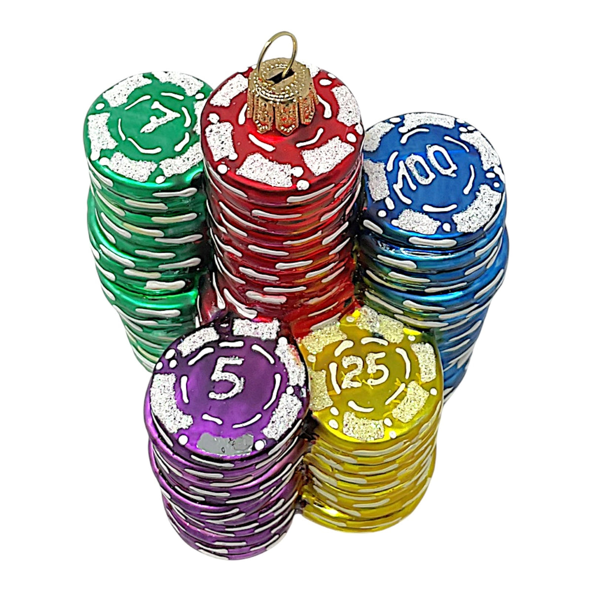 Poker Chips Polish Glass Christmas Ornament Las Vegas Gambling Decoration