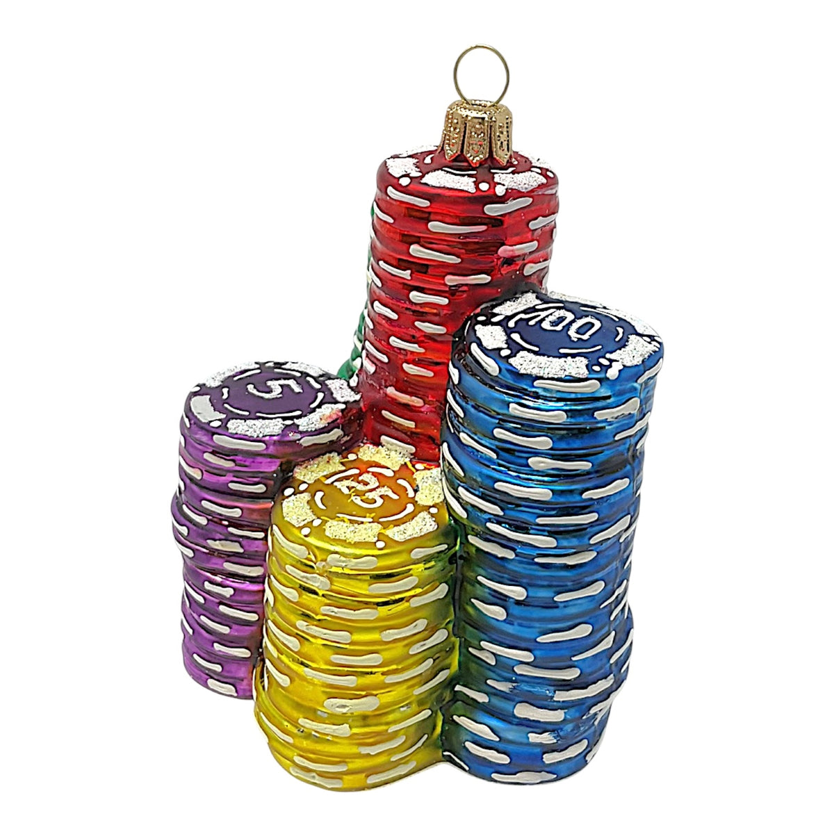 Poker Chips Polish Glass Christmas Ornament Las Vegas Gambling Decoration