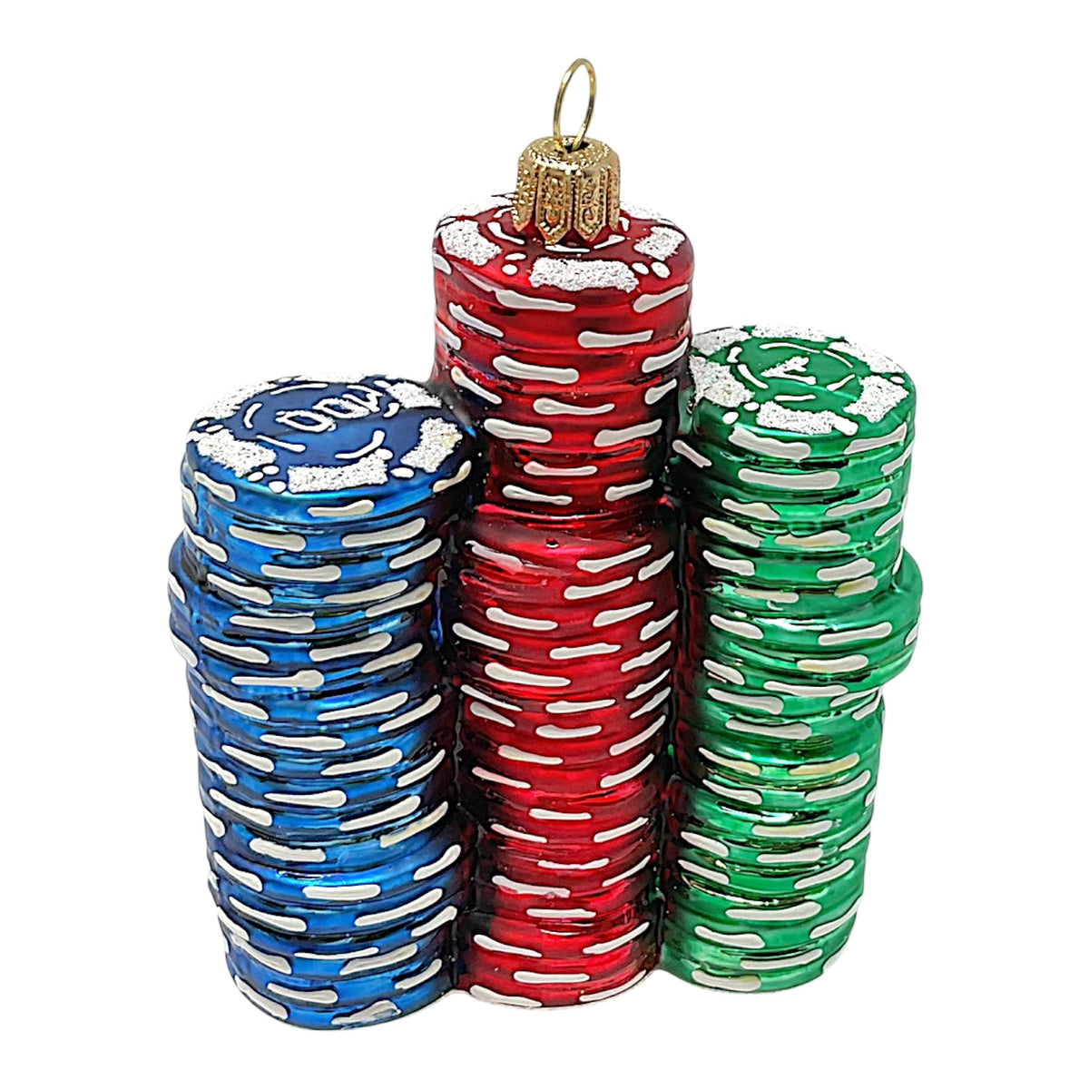 Poker Chips Polish Glass Christmas Ornament Las Vegas Gambling Decoration