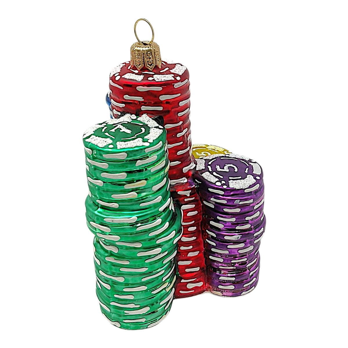 Poker Chips Polish Glass Christmas Ornament Las Vegas Gambling Decoration