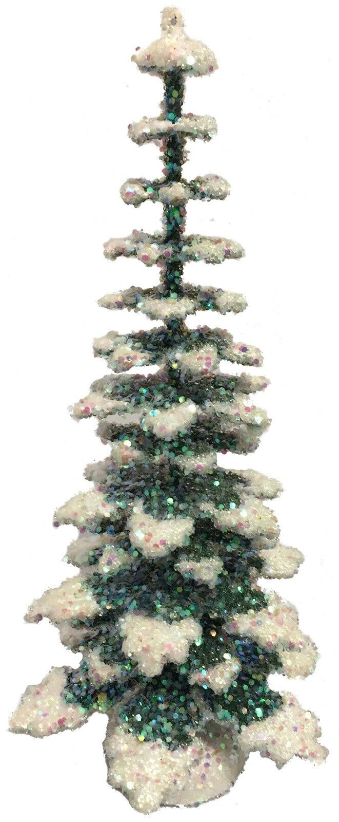 Ino Schaller Medium Glistening Spruce Tree German Christmas Paper Mache 8 Inch