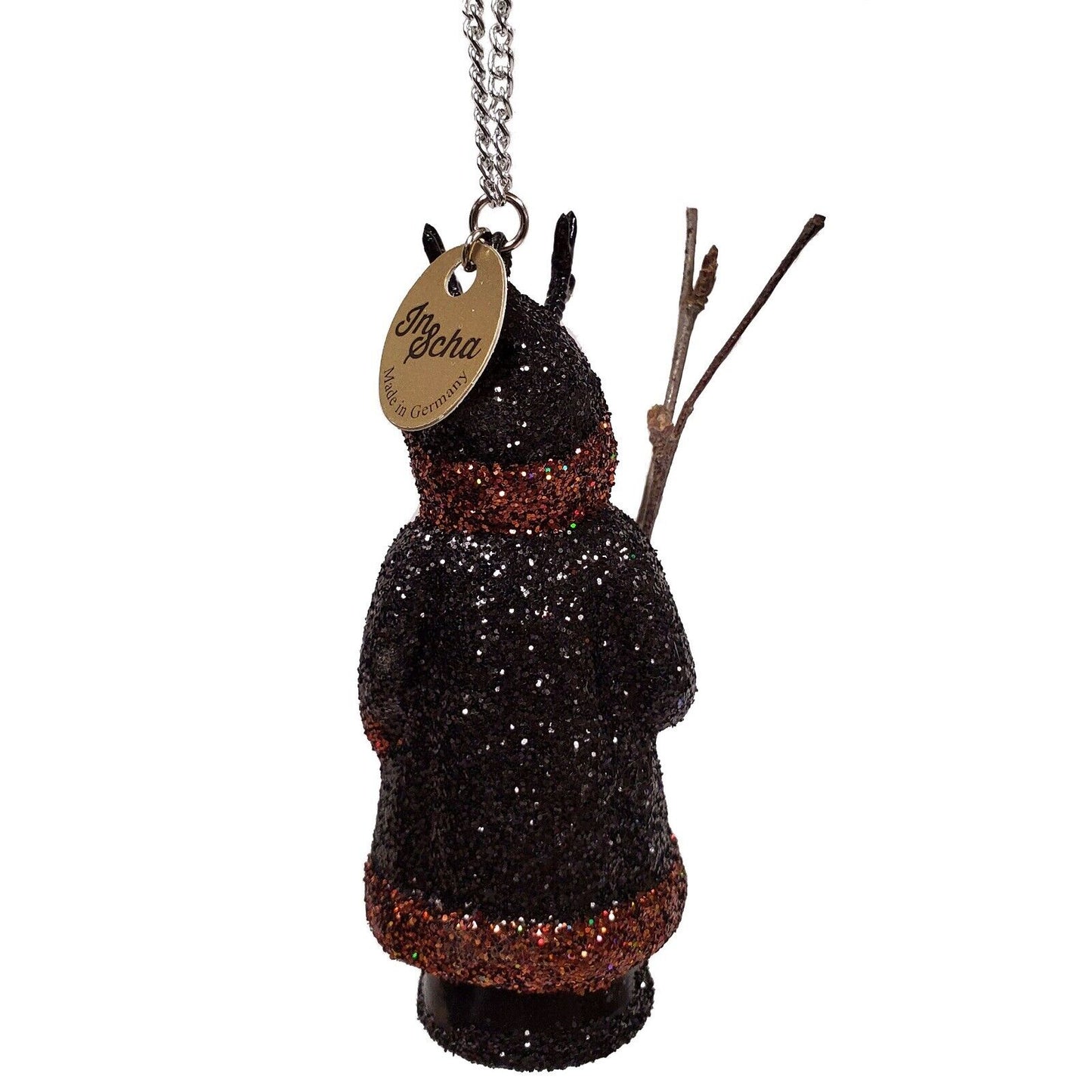 Ino Schaller Glitter Krampus with Sticks German Paper Mache Christmas Ornament