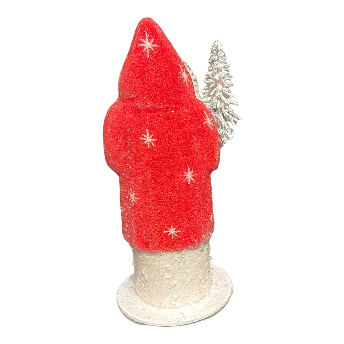 Ino Schaller Light Red Beaded Santa with Stars German Crhistmas Paper Mache