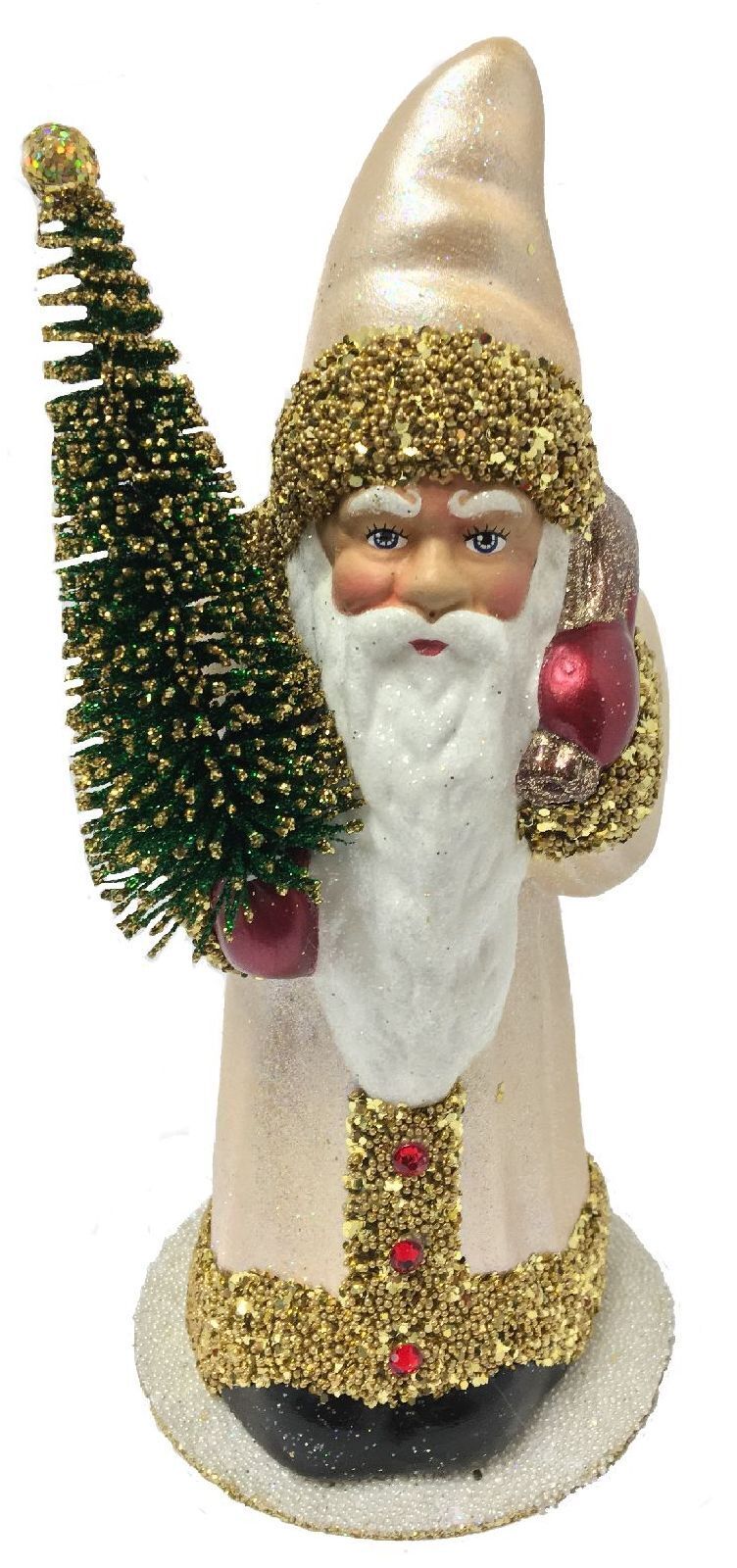 Ino Schaller Santa with Champagne Coat German Paper Mache Candy Container 10 Inch