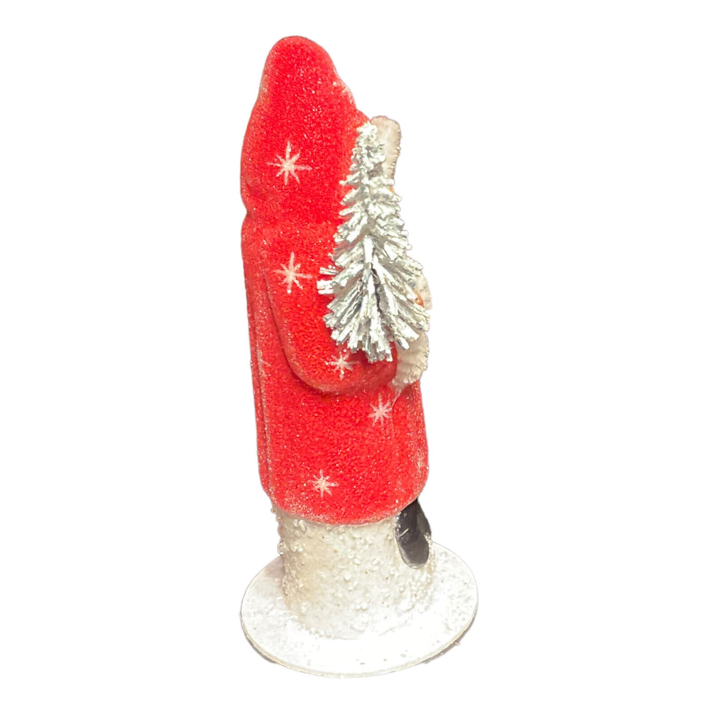 Ino Schaller Light Red Beaded Santa with Stars German Crhistmas Paper Mache