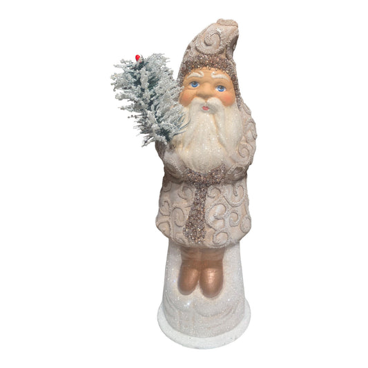 Pinnacle Peak Trading Ino Schaller Old Finish Santa with Kringle Decor German Paper Mache 8 Inch