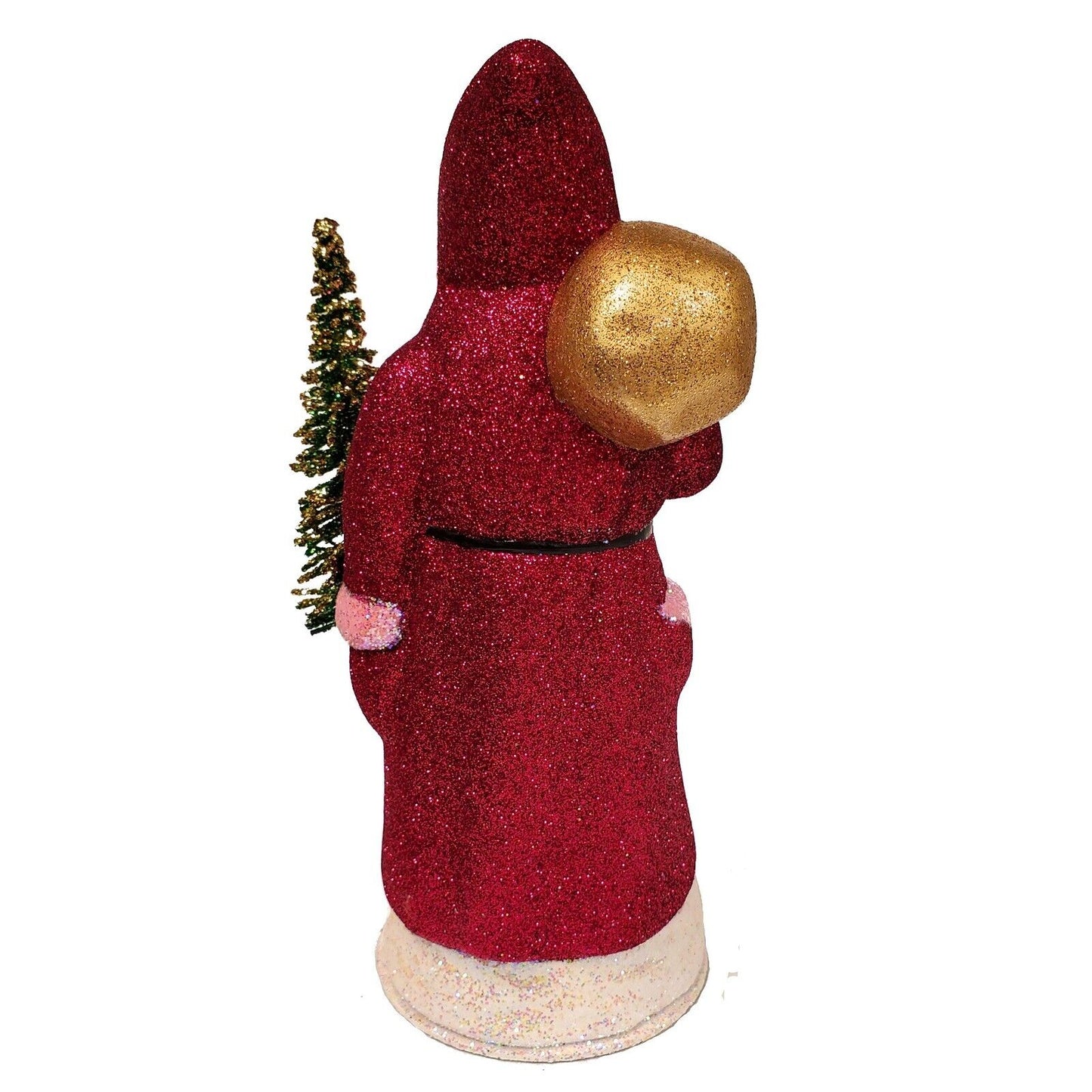 Ino Schaller Fuchsia Glitter Santa Gold Bag German Paper Mache Candy Container