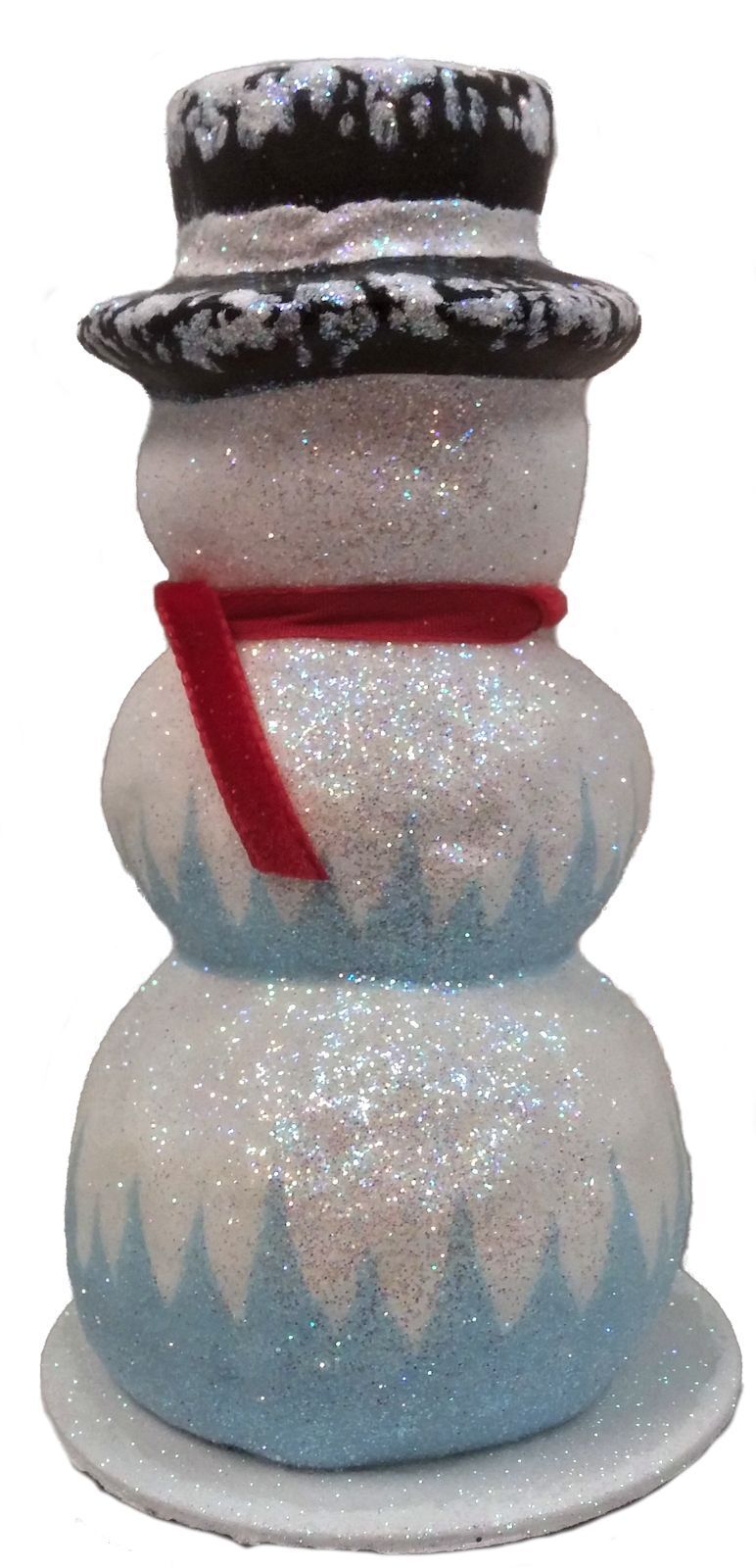 Ino Schaller Top Hat Snowman with Broom German Paper Mache Candy Container