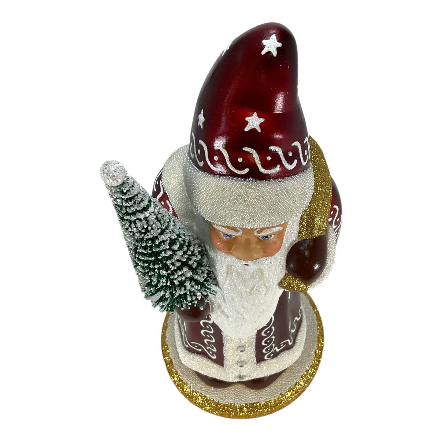 Pinnacle Peak Trading Company Ino Schaller Red Santa with Gold Bag Paper Mache