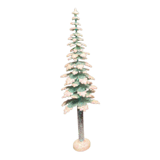 Ino Schaller Tall Snowy Green Tree German Christmas Paper Mache 16 Inch