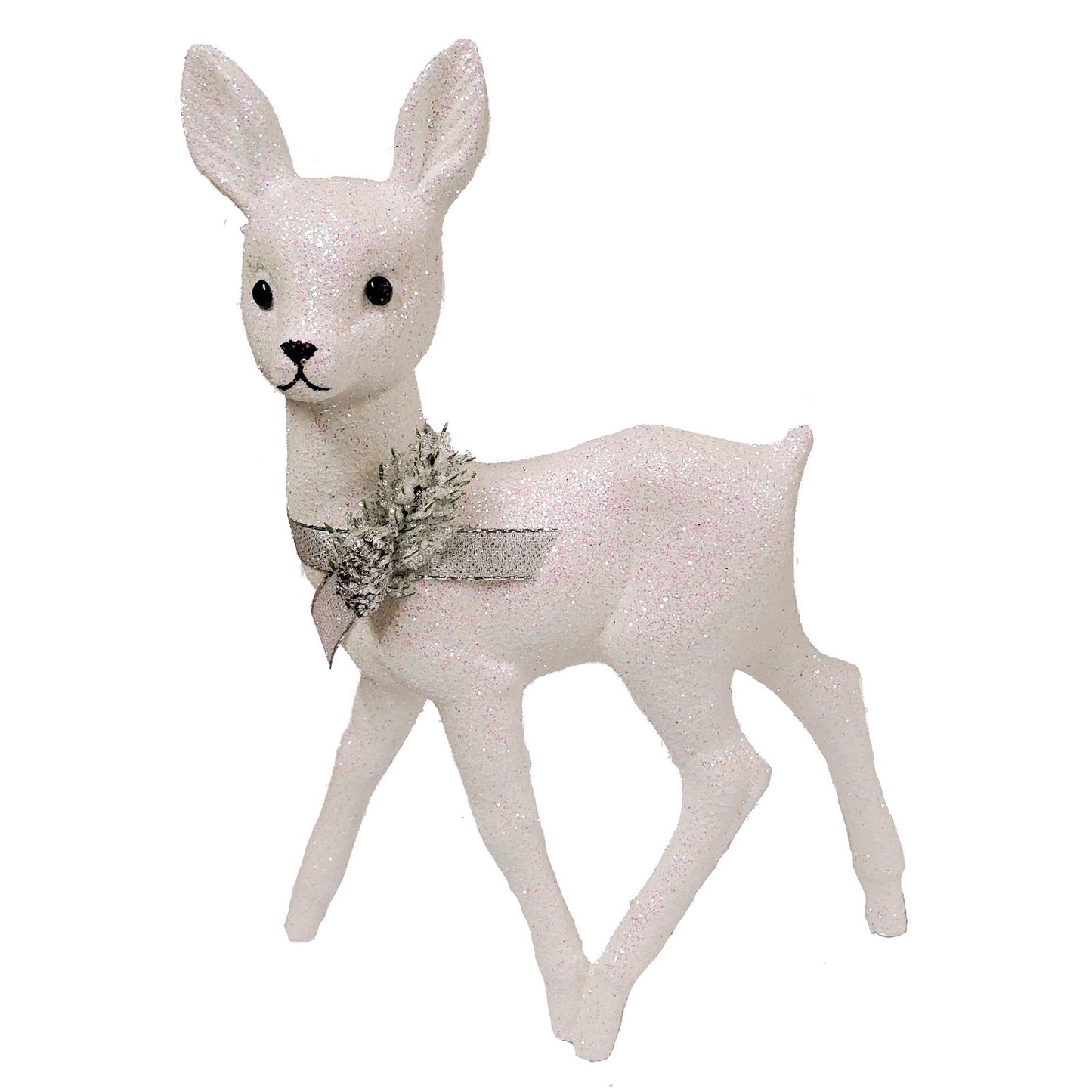 Ino Schaller White Glittered Female Doe Deer with Scarf German Figurine