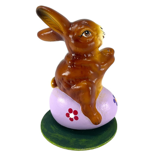 Pinnacle Peak Trading Ino Schaller Easter Bunny Rabbit on Purple Egg German Paper Mache 4.25 inch