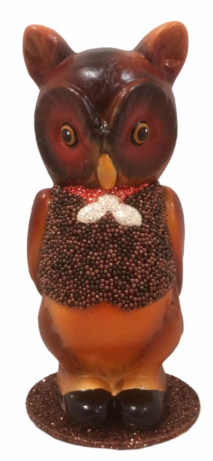 Ino Schaller Owl Wearing a Vest German Halloween Paper Mache Candy Container