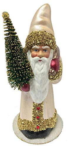 Ino Schaller Santa with Champagne Coat German Paper Mache Candy Container 10 Inch