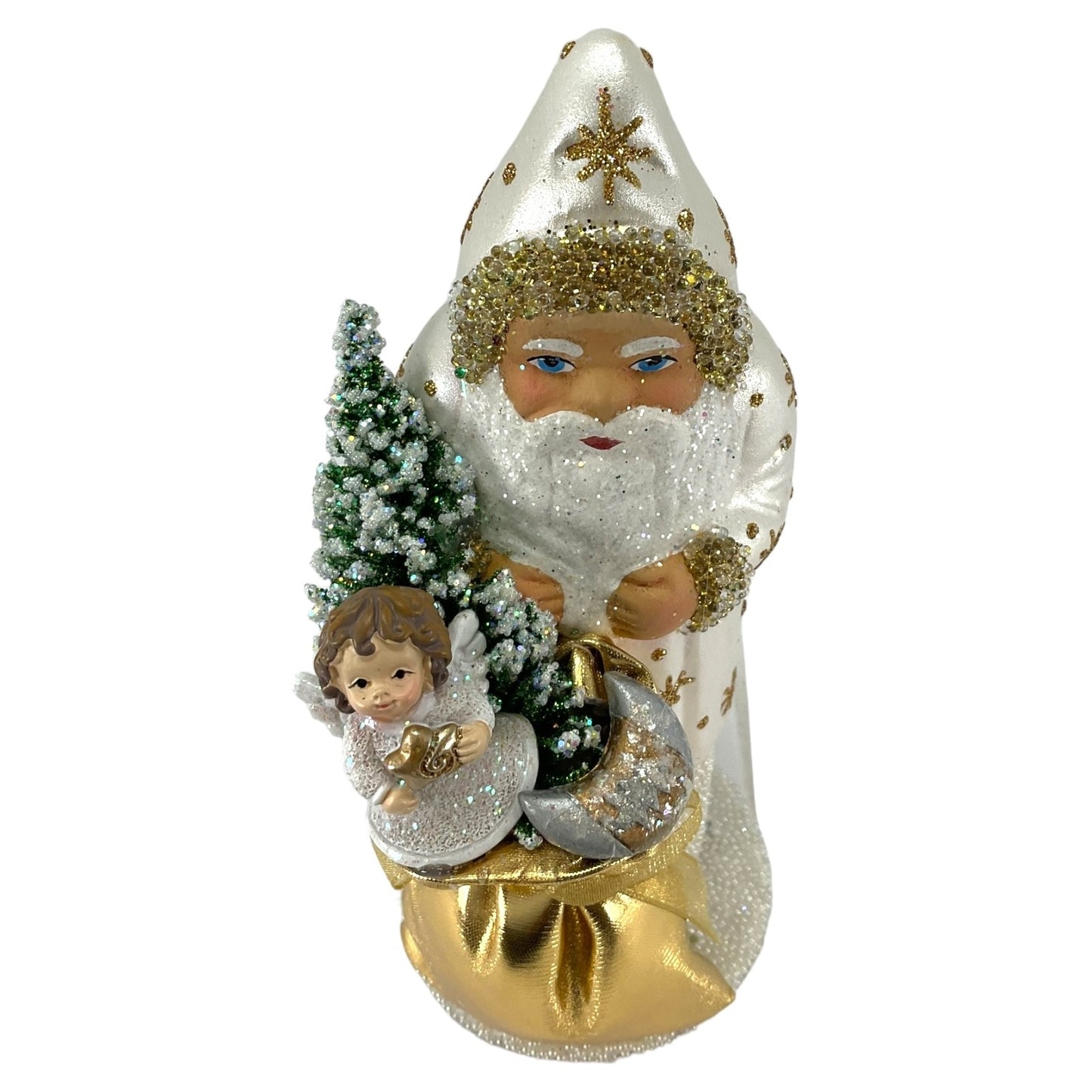 Ino Schaller Santa's Golden Toy Bag German Christmas Paper Mache Candy Container