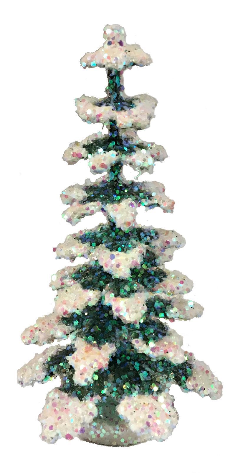 Ino Schaller Mini Glistening Spruce Tree German Christmas Paper Mache 4.5 Inch