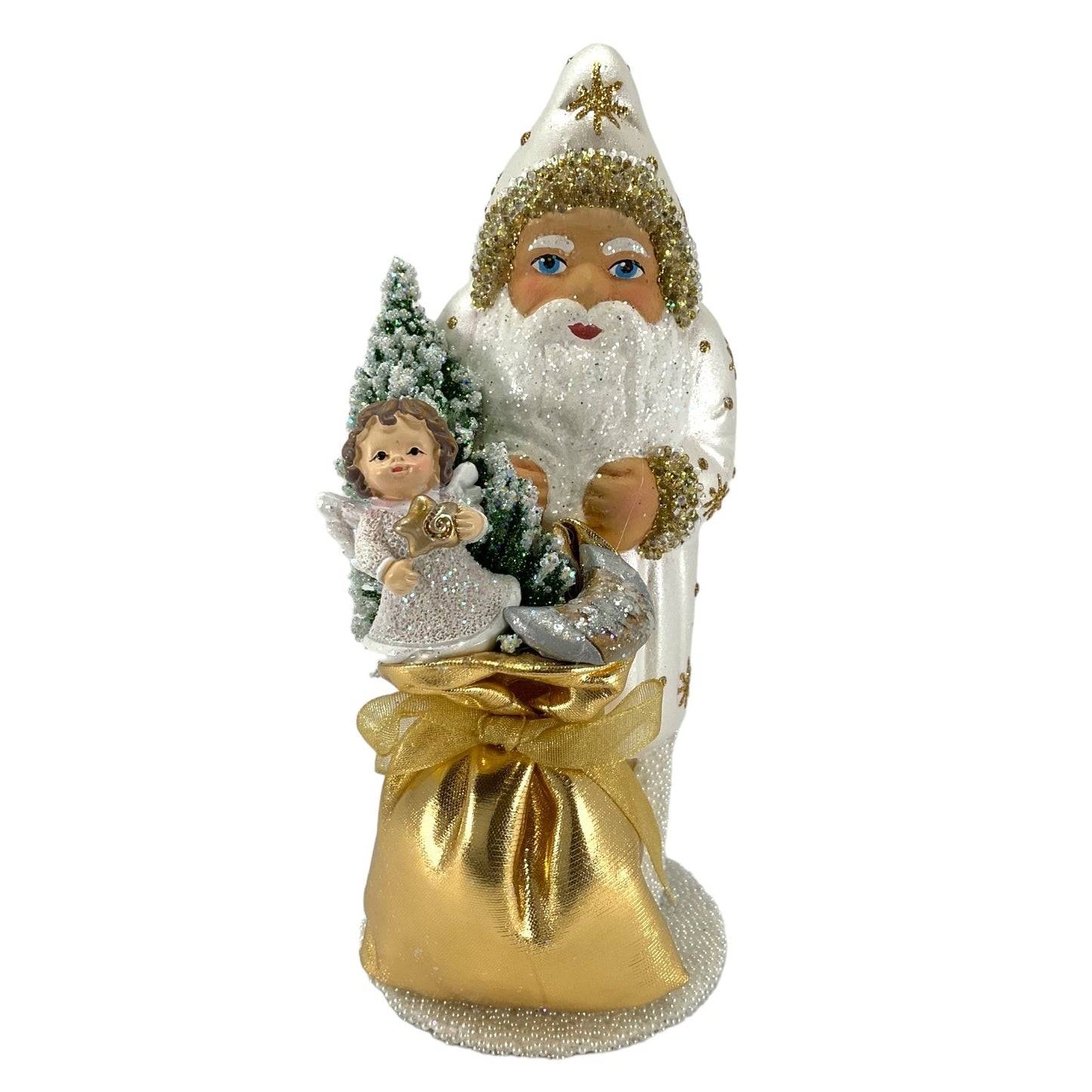 Ino Schaller Santa's Golden Toy Bag German Christmas Paper Mache Candy Container