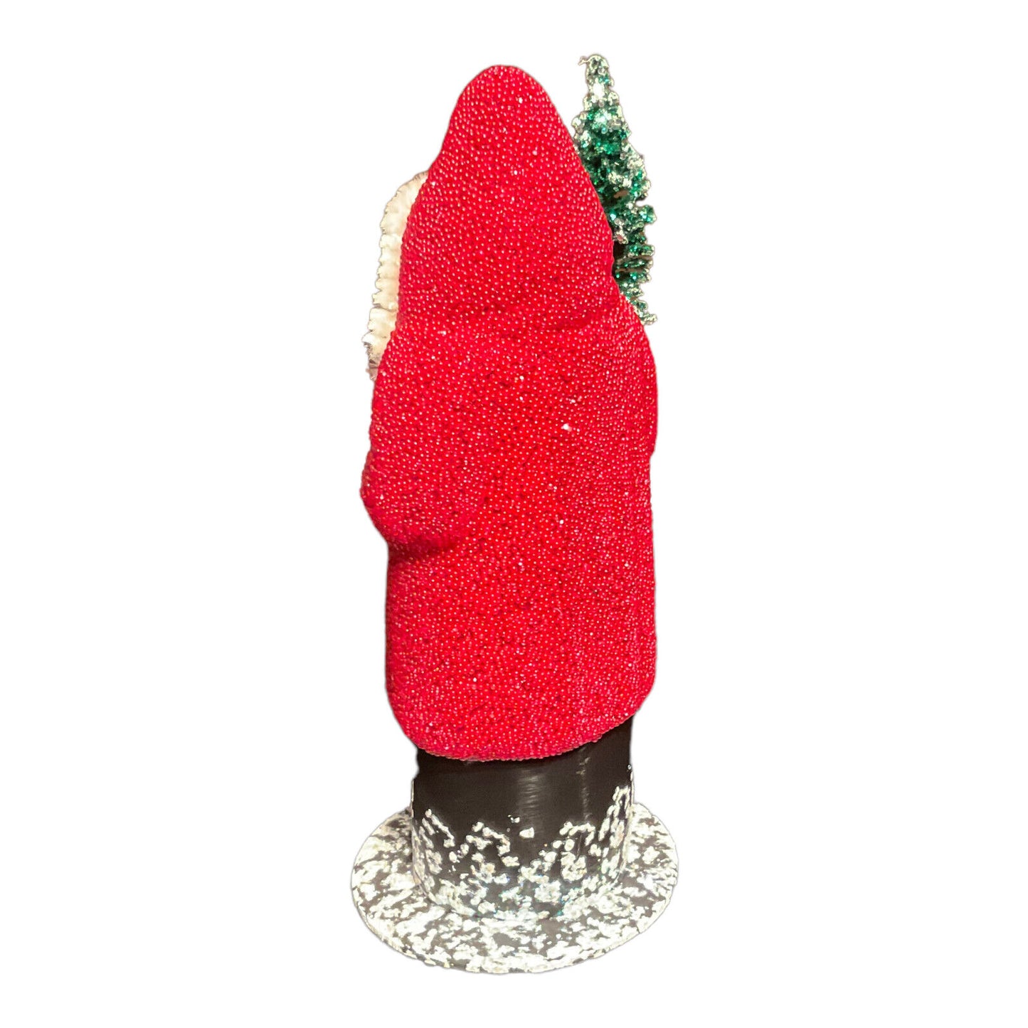 Pinnacle Peak Trading Company Ino Schaller Red Beaded Santa with Tree German Paper Mache Candy Container