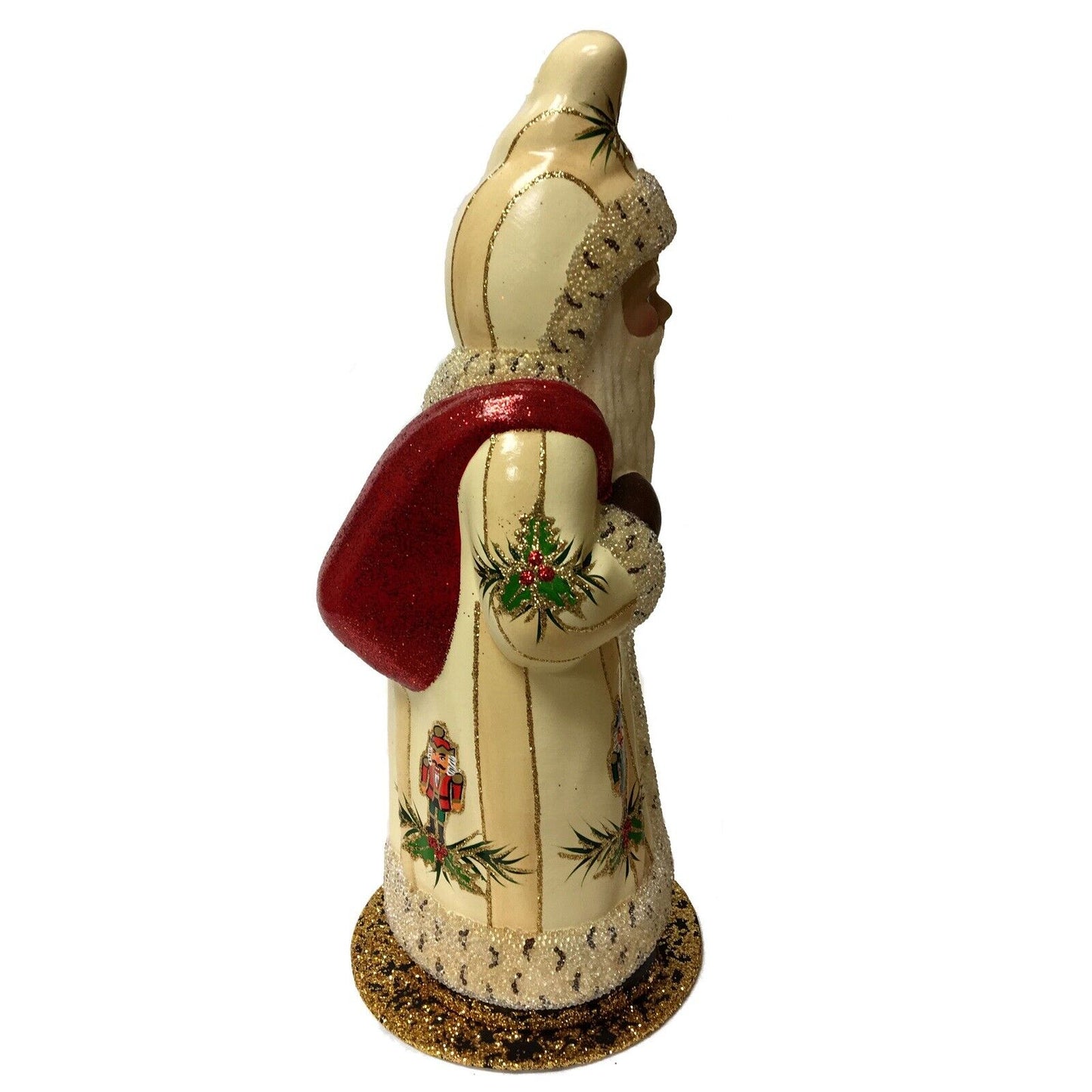 Pinnacle Peak Trading Company Ino Schaller Cream Santa with Nutcrackers German Paper Mache Candy Container