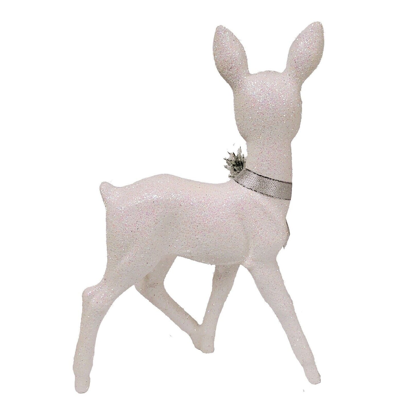 Ino Schaller White Glittered Female Doe Deer with Scarf German Figurine