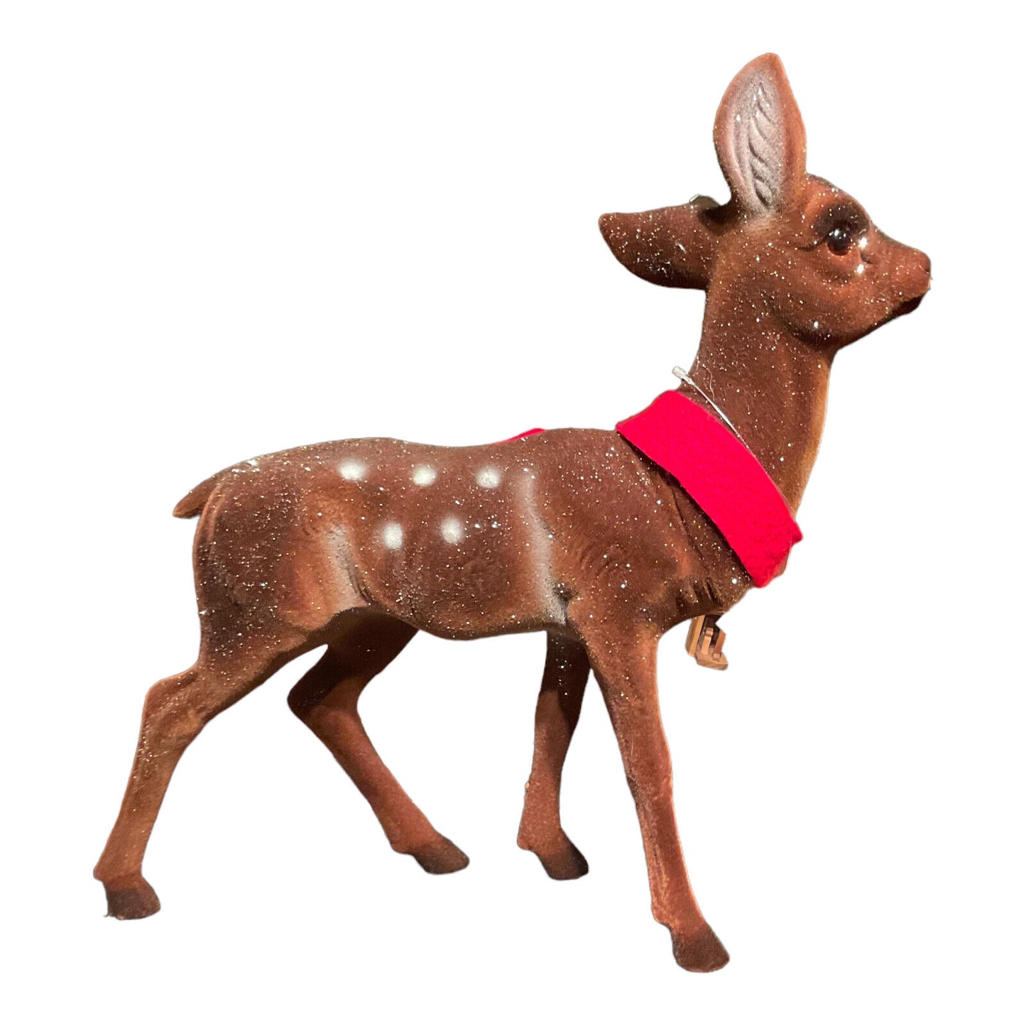 Ino Schaller Large Brown Flocked Doe Deer with Scarf German Figurine 16 inch