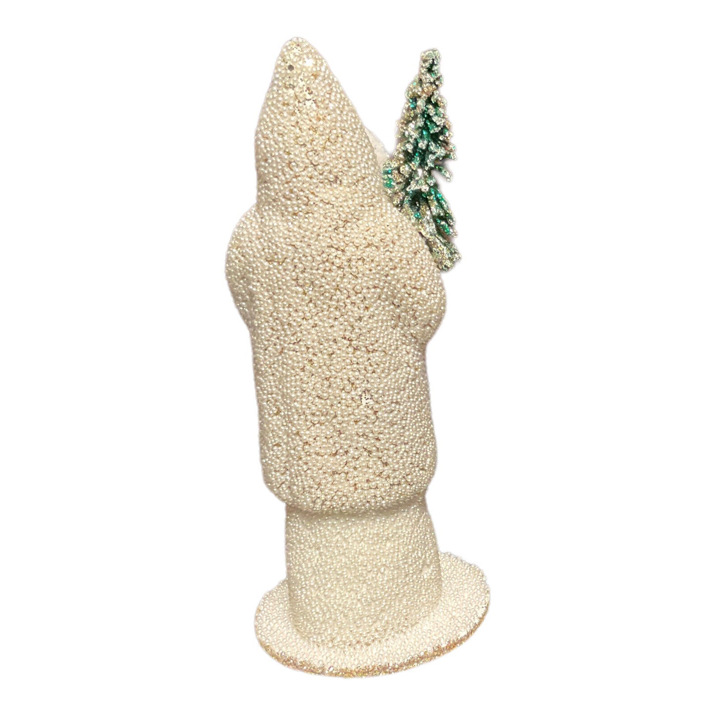 Ino Schaller White and Gold Beaded Santa German Paper Mache Candy Container