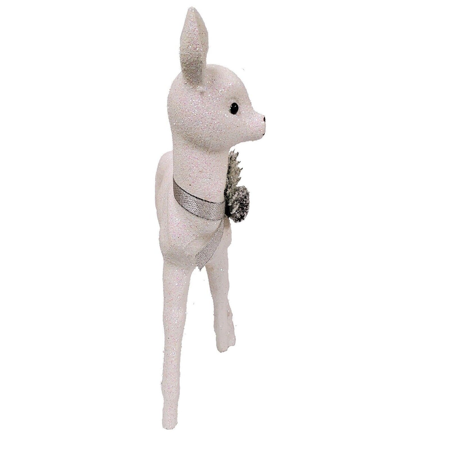 Ino Schaller White Glittered Female Doe Deer with Scarf German Figurine