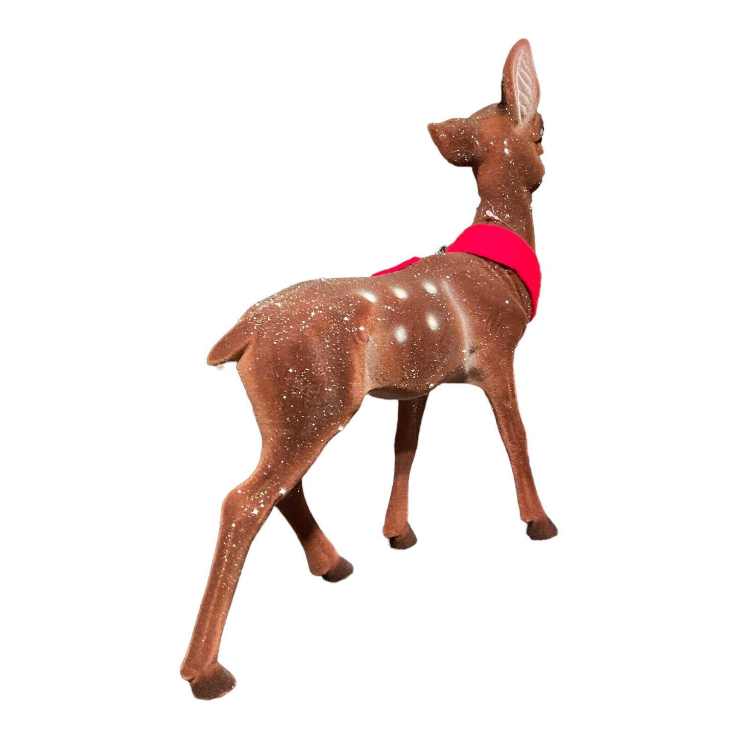 Ino Schaller Large Brown Flocked Doe Deer with Scarf German Figurine 16 inch