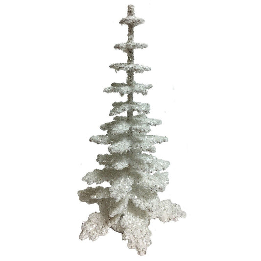 Ino Schaller Small Brilliant White Spruce Tree German Christmas Paper Mache 6in