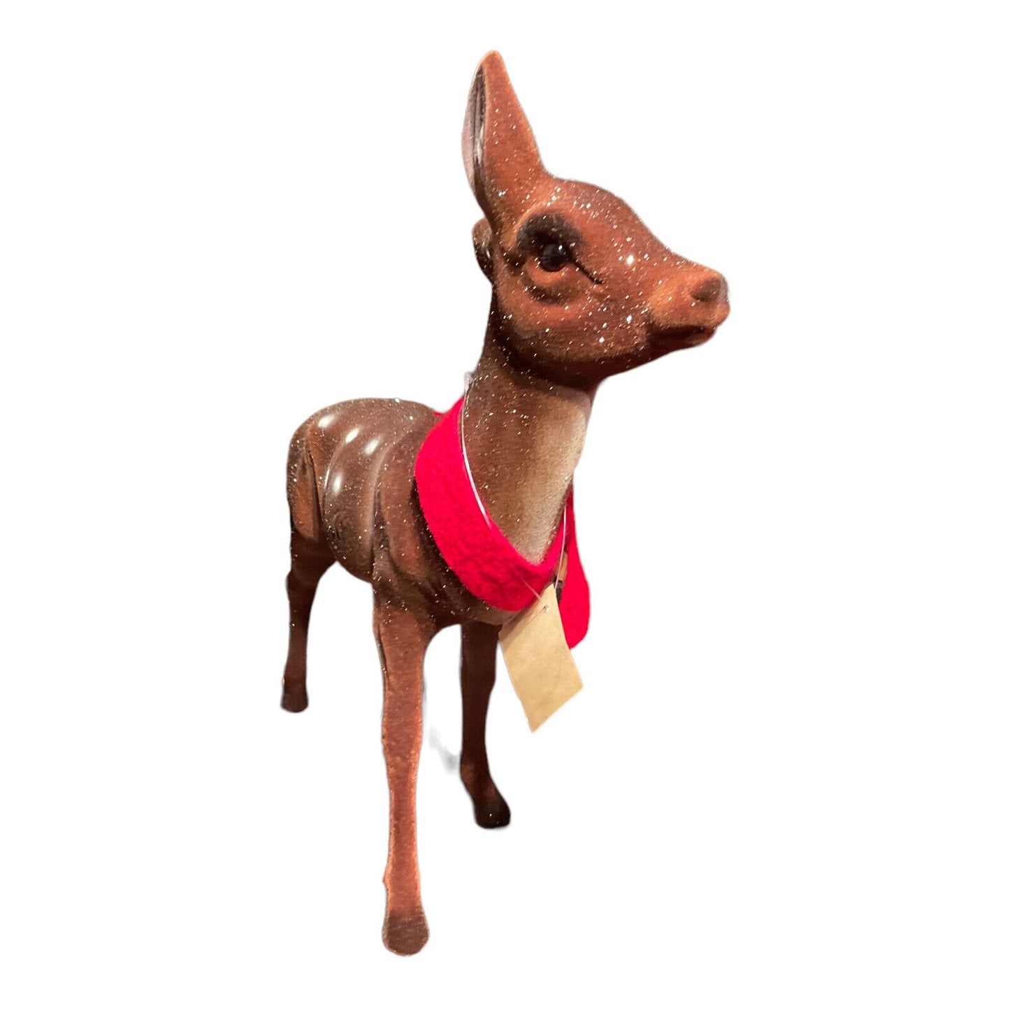 Ino Schaller Large Brown Flocked Doe Deer with Scarf German Figurine 16 inch