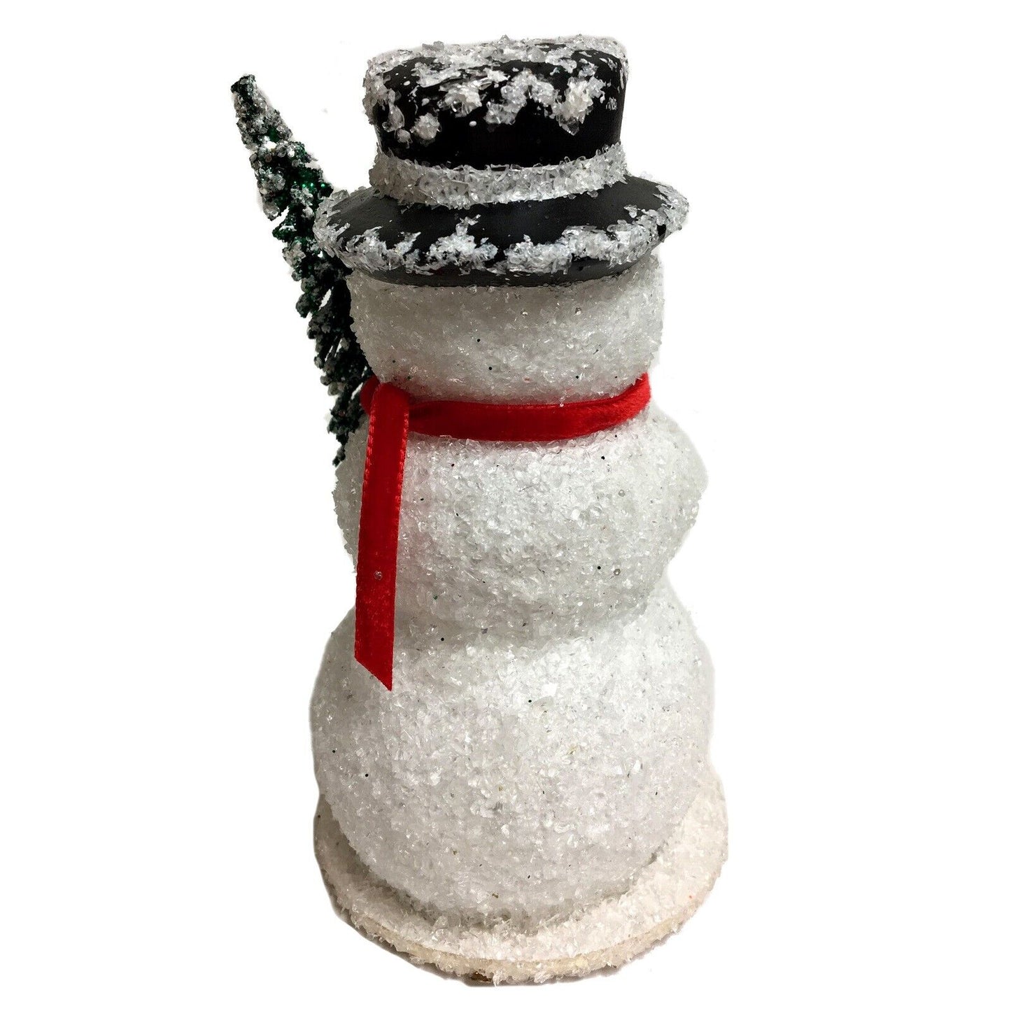 Ino Schaller Snowman with Broom and Tree German Paper Mache Candy Container