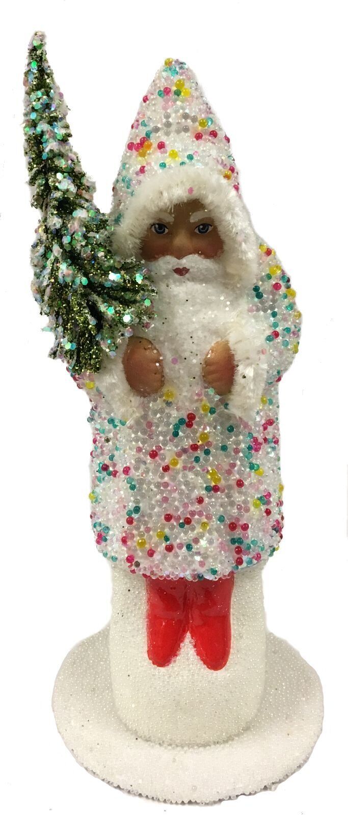 Ino Schaller Confetti Sugarbead Santa German Paper Mache Candy Container