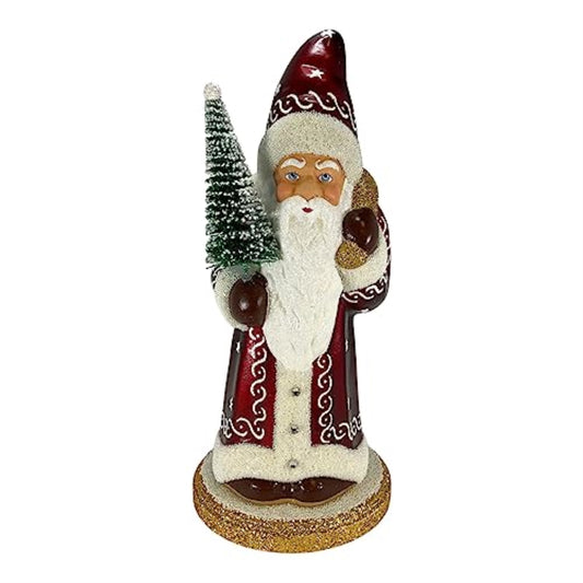 Pinnacle Peak Trading Company Ino Schaller Red Santa with Gold Bag Paper Mache