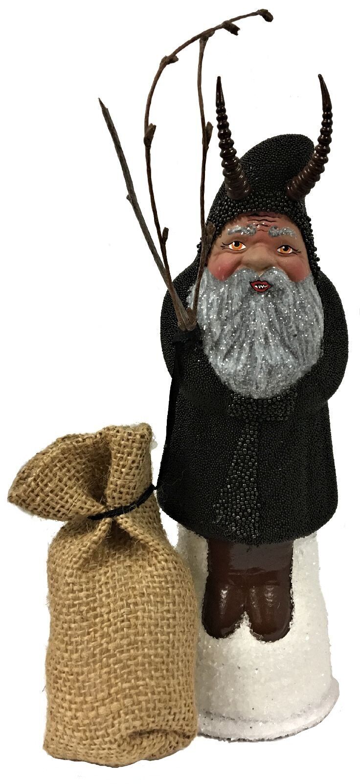 Ino Schaller Krampus with Bag of Coal German Paper Mache Candy Container