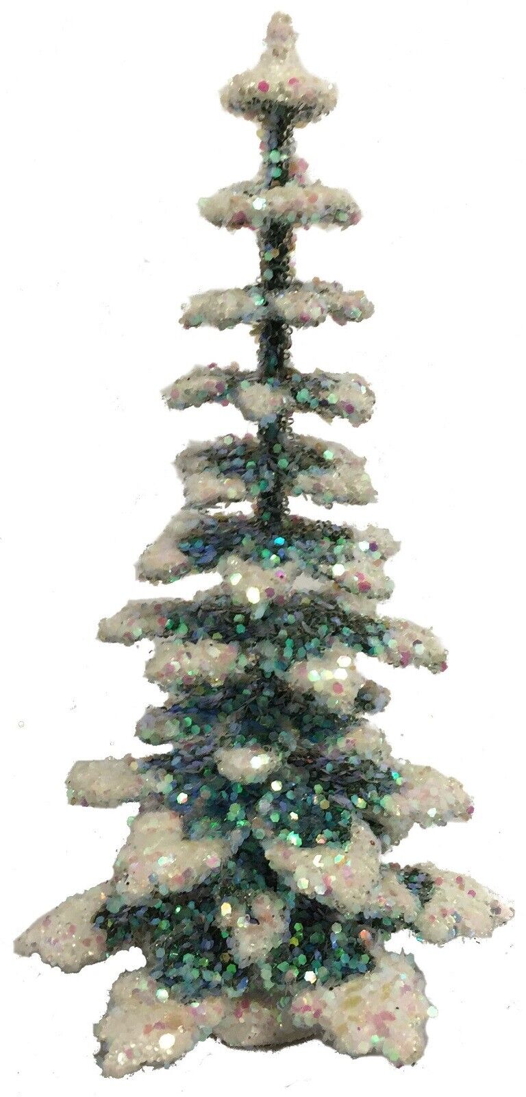 Ino Schaller Small Glistening Spruce Tree German Christmas Paper Mache 6 Inch