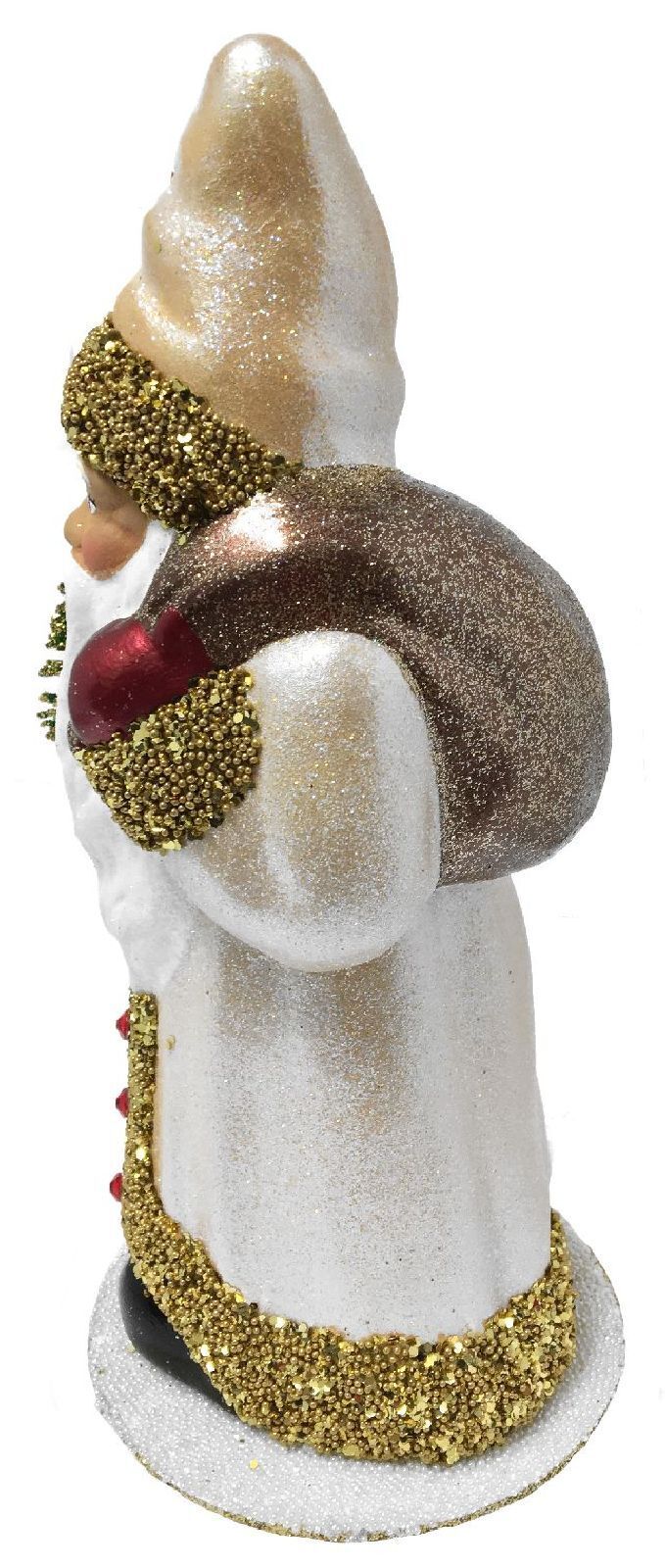 Ino Schaller Santa with Champagne Coat German Paper Mache Candy Container 10 Inch