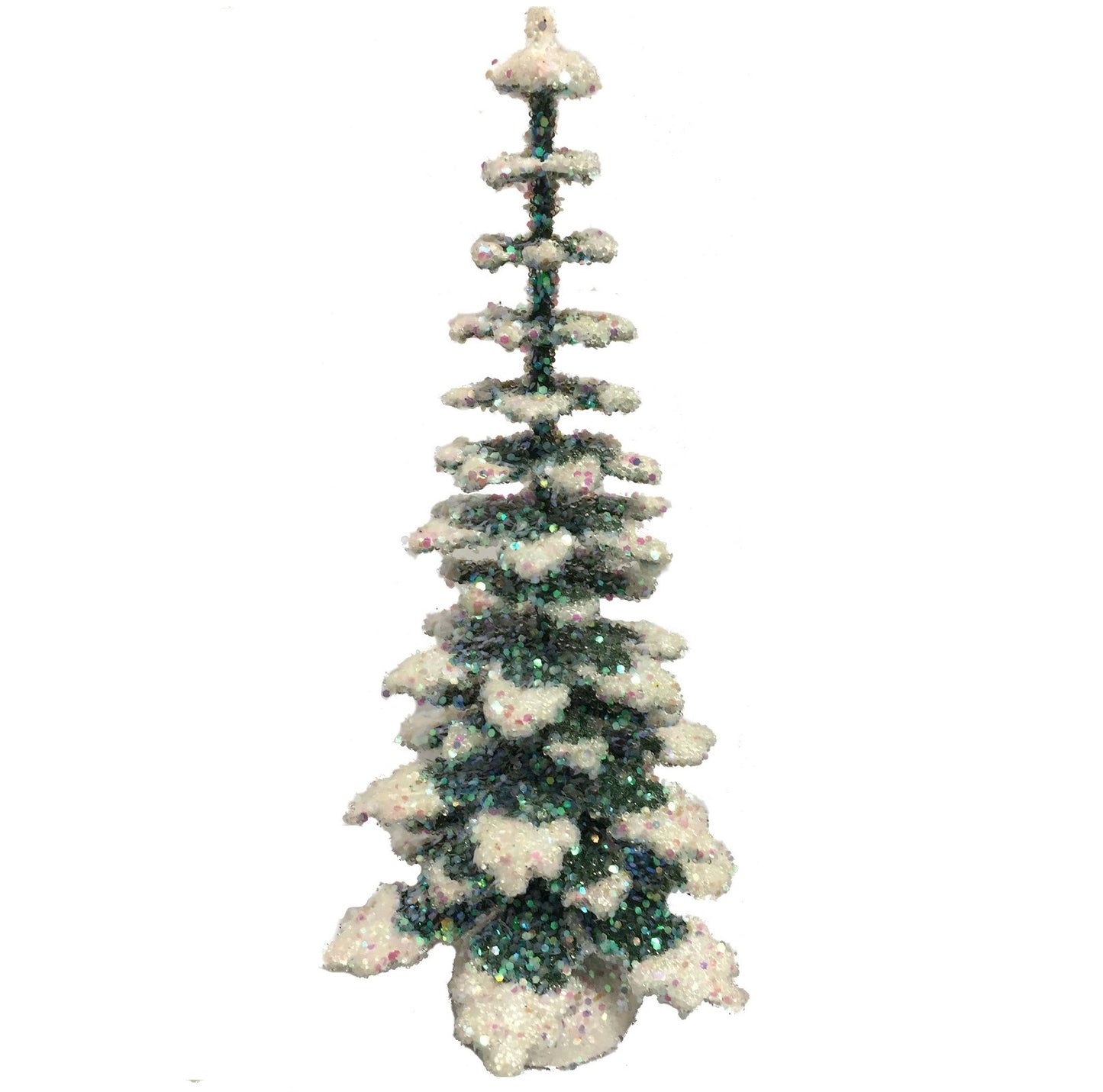 Ino Schaller Medium Glistening Spruce Tree German Christmas Paper Mache 8 Inch