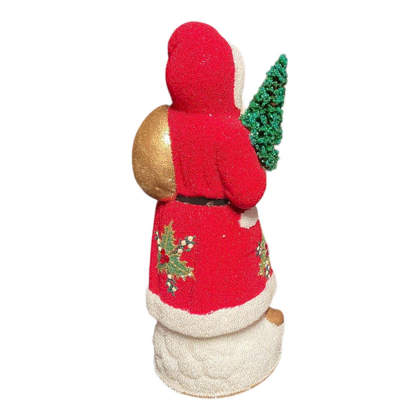 Pinnacle Peak Trading Company Ino Schaller Red Beaded Holly Leaves Santa German Paper Mache Candy Container