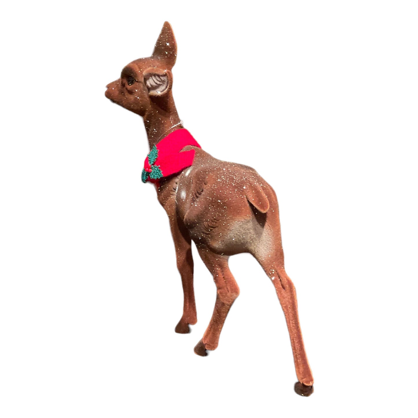 Ino Schaller Large Brown Flocked Doe Deer with Scarf German Figurine 16 inch