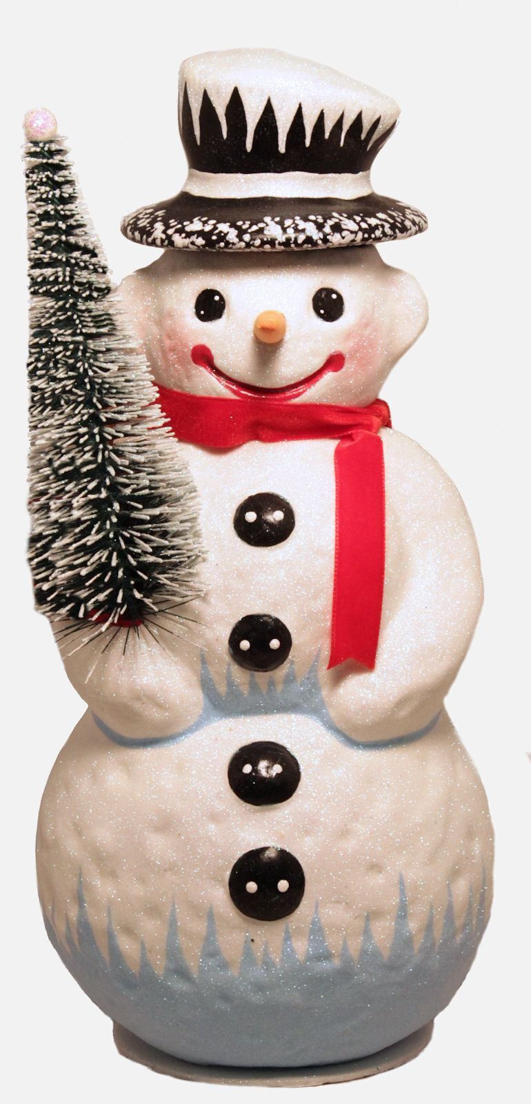 Ino Schaller Large Top Hat Snowman German Christmas Paper Mache Candy Container