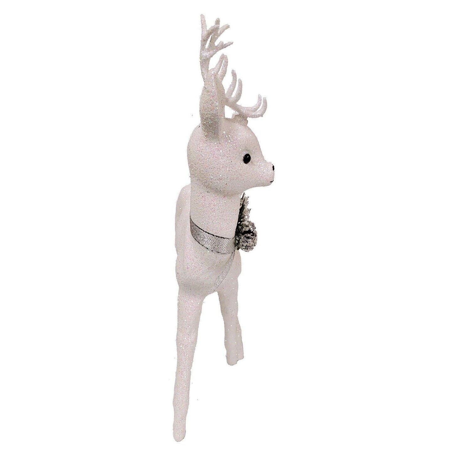 Ino Schaller White Glittered Reindeer Buck Deer with Scarf German Figurine