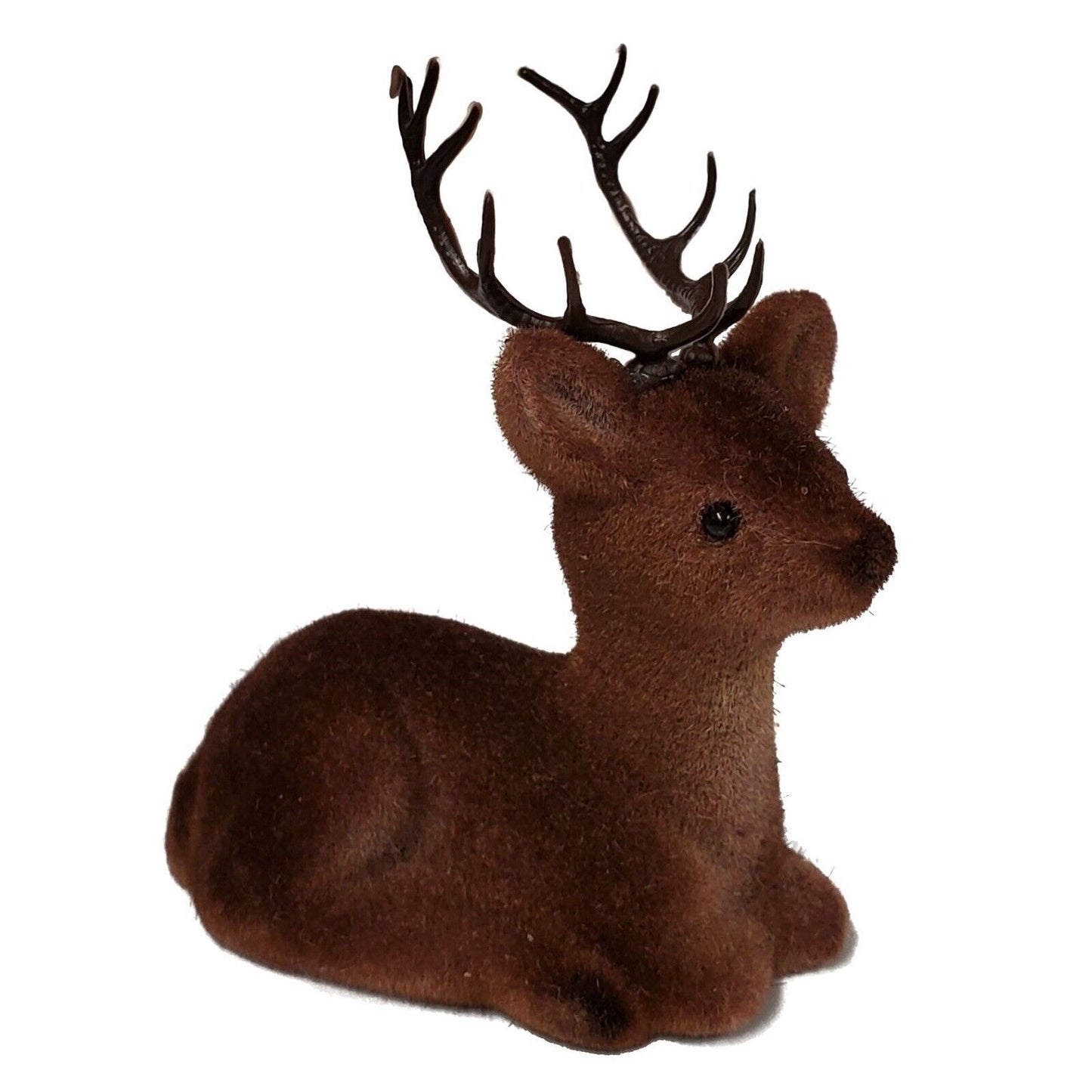 Ino Schaller Small Brown Flocked Buck Deer Lying Down German Figurine Germany