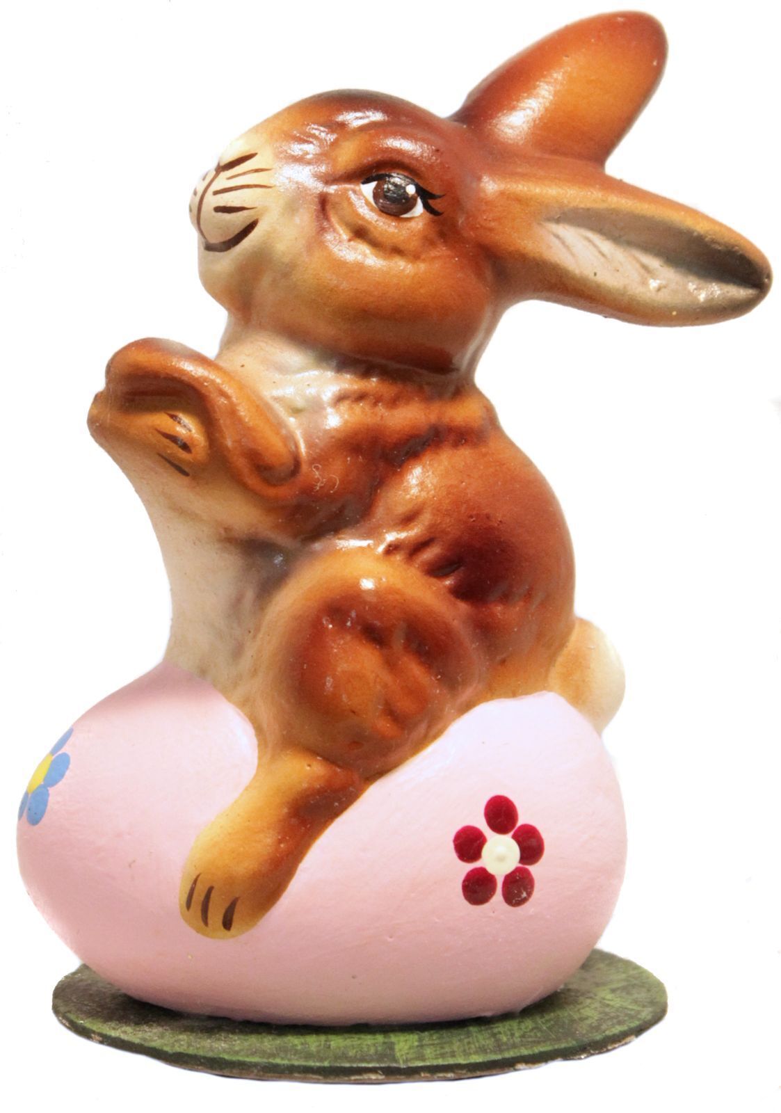 pinnacle peak trading co bunny rabbit sitting on easter egg paper mache candy container figurine