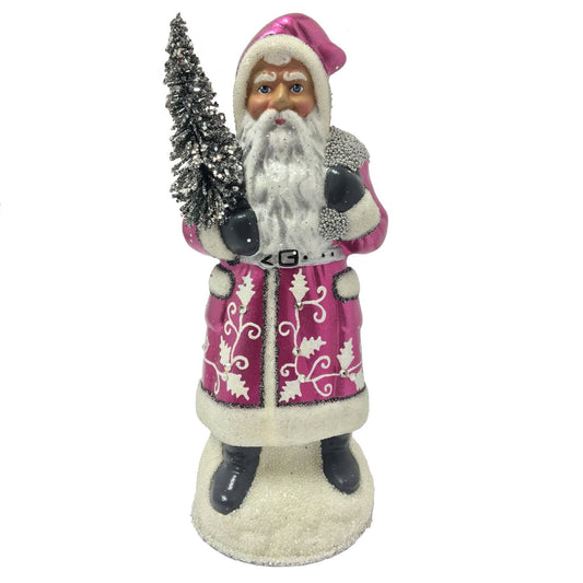 Ino Schaller Purple Santa with Crystals German Paper Mache Candy Container